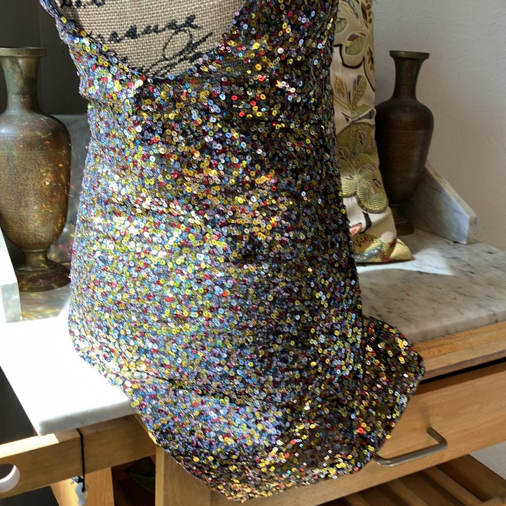 Free People Intimately Sequin Multicolor Spaghetti Strap Dress So Sexy Cute! - Picture 7 of 11